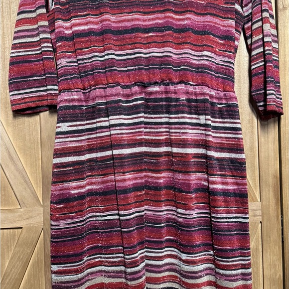 Lane Bryant Wrap Striped Wrap Dress Red Black Metallic Like New (no belt) 18/20 - Picture 4 of 4